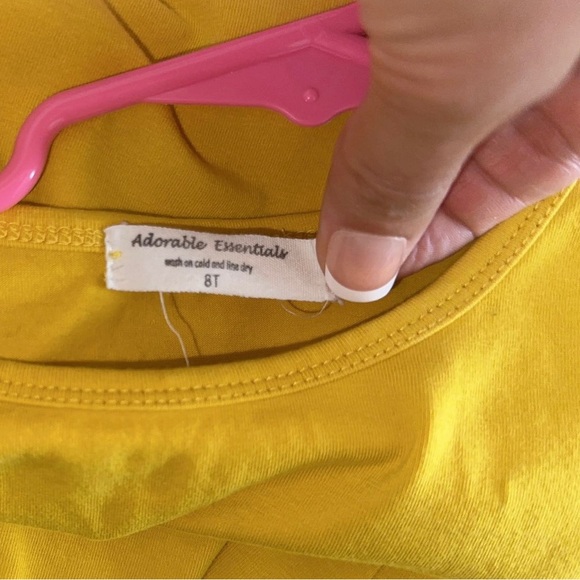 Adorable Essentials mustard Yellow 3/4 Length Ruffle Sleeve Girls Sz 8 - Picture 2 of 4
